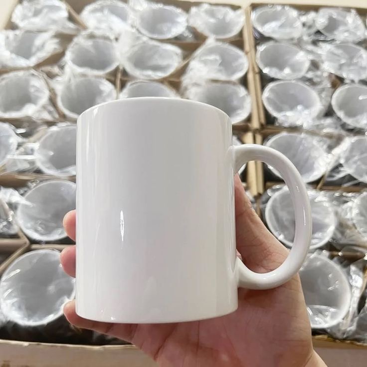 Mugs blancs — Forme cylindrique avec anse